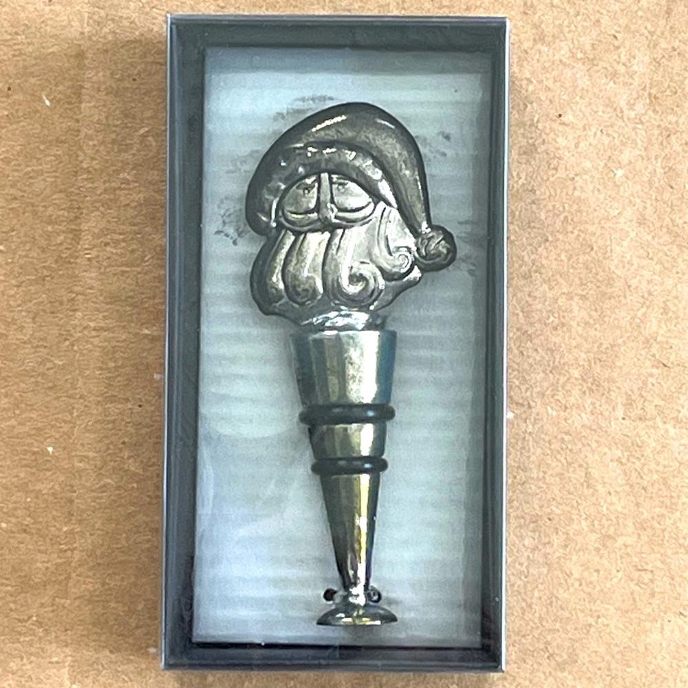 Vintage Old Time Pottery Santa Claus WINE STOPPER New in Box